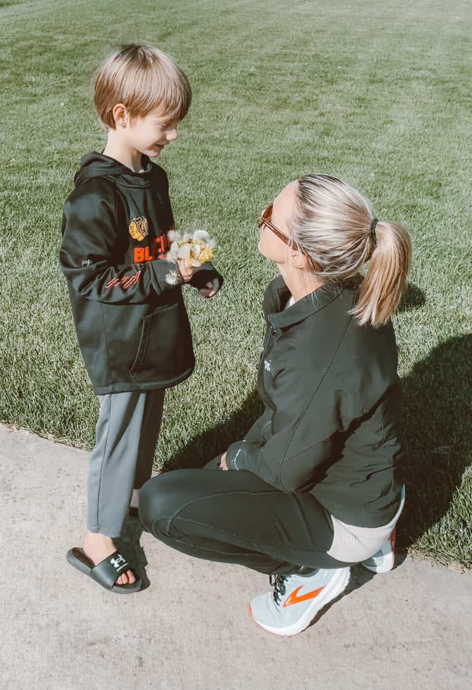 Mother and son connect through eye contact and body language. This is an example of how a parent can co-regulate through attentiveness.
